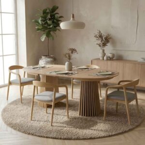 wohnli-moebel-suche-M26069219-1 Esszimmerstuhl aus Esche und Glory Greige Stoff (x2) 52x78x57cm Stoff Beige Moloo Möbel Esszimmermöbel Stühle