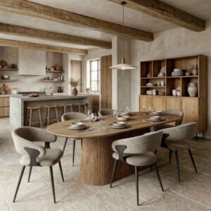 wohnli-moebel-suche-M26069221-1 Luxuy Esszimmerstuhl aus taupefarbenem Stoff (x2) 56x77x56cm Stoff Taupe Moloo Möbel Esszimmermöbel Stühle