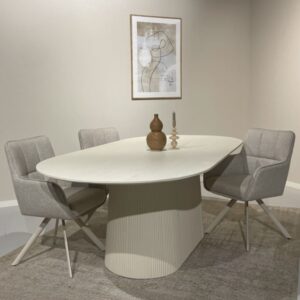 wohnli-moebel-suche-M26069244-1 Ovaler Esstisch 10 Personen 230 cm aus holz Elfenbein 230x76x100cm Holz Beige Moloo Möbel Esszimmermöbel Esstische