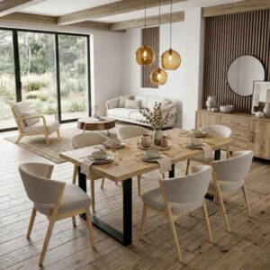 wohnli-moebel-suche-M26069300-1 Stuhl aus Naturholz und Trend Greige-Stoff (x2) 64x76x54cm Stoff Beige Moloo Möbel Esszimmermöbel Stühle