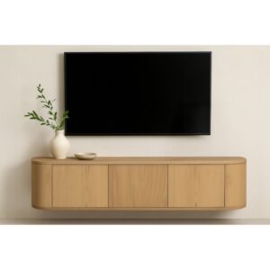 wohnli-moebel-suche-M26069312-1 Wand-TV-Möbel L.180 cm Eiche Expresso 180x33x35cm Holz Beige Moloo Möbel Wohnzimmermöbel TV-Möbel