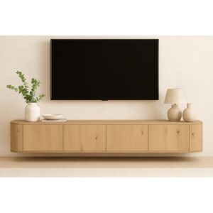Wand-TV-Möbel 220 cm Eiche Expresso 220x33x35cm Holz Beige Moloo Möbel Wohnzimmermöbel TV-Möbel