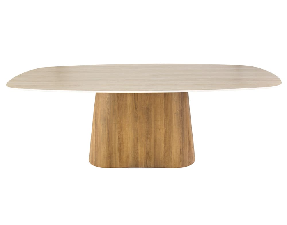 Wohnli Möbelsuche - Amara - table à manger - plateau effet travertin - 4 à 8 personnes