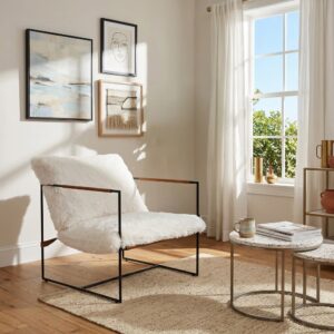 wohnli-moebel-suche-M26069716-1 Weißer Loungesessel 74x85x80cm Metall Weiß Weber industries Sofas und Sessel Sessel, Poufs und Fußbänke Sessel