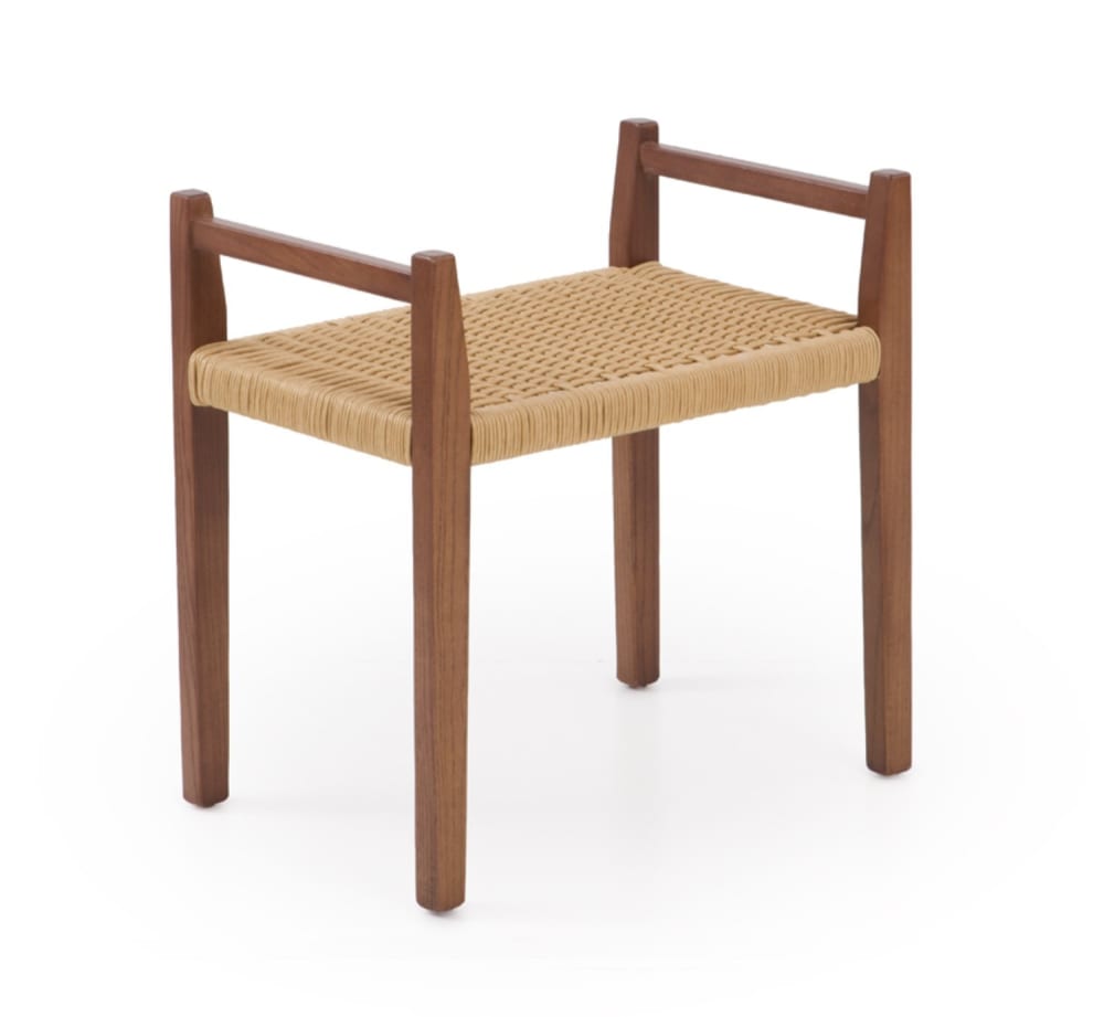 wohnli-moebel-suche-M26069784 Wohnli Möbelsuche - Hocker aus Eschenholz in Nussbaumfarbe mit geflochtener Sitzfläche