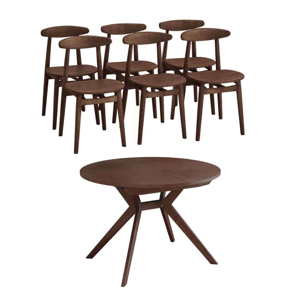 wohnli-moebel-suche-M26069894 Wohnli Möbelsuche - Runder ausziehbarer Tisch 120 cm mit 6 Stühlen