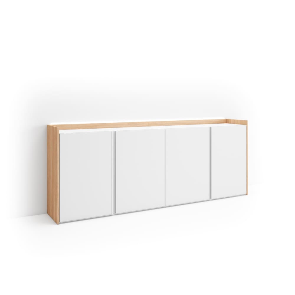 wohnli-moebel-suche-M26070435 Wohnli Möbelsuche - Sideboard Holzeffekt weiß und eiche 207x35x80cm mit Led