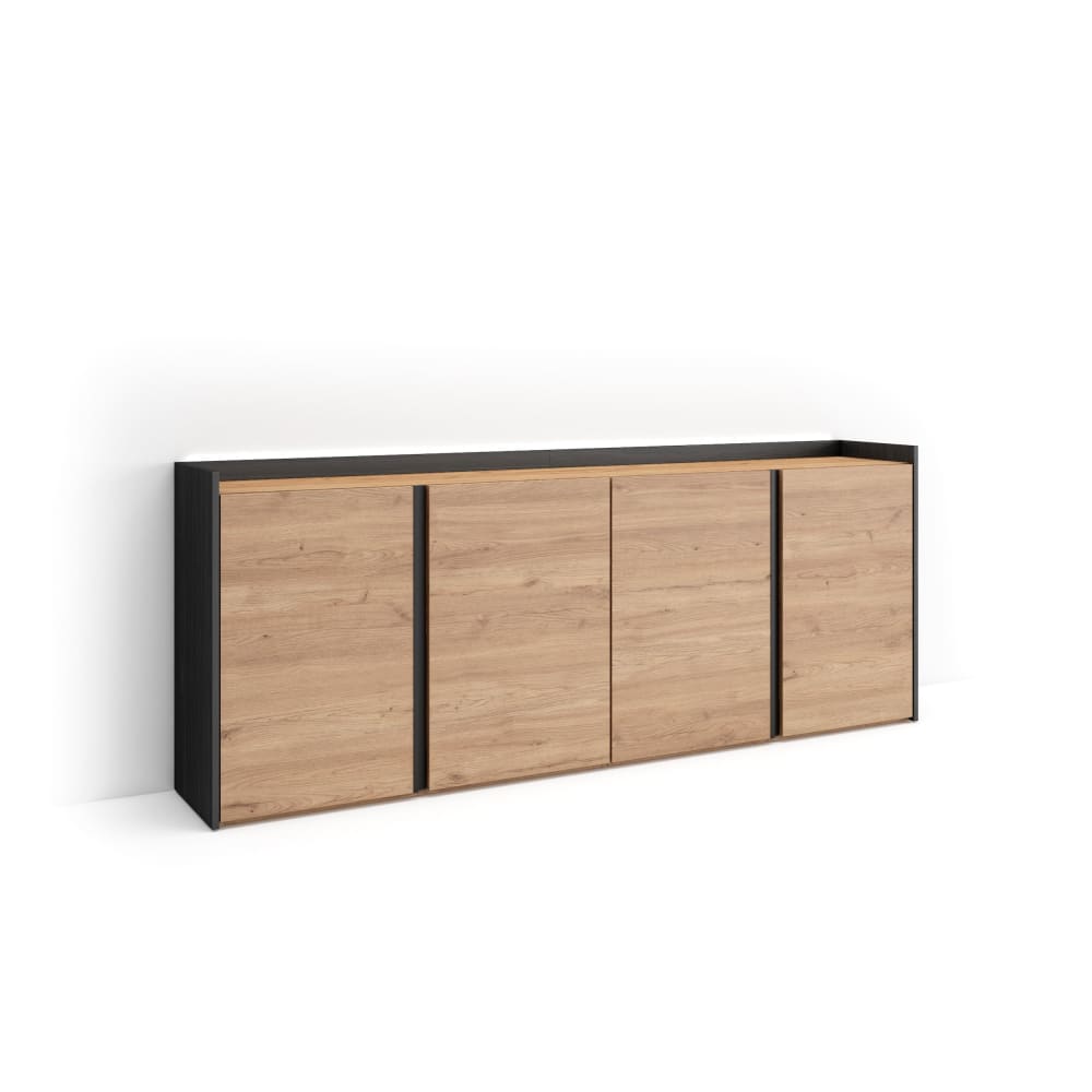 wohnli-moebel-suche-M26070436 Wohnli Möbelsuche - Sideboard Holzeffekt eiche und schwarz 207x35x80cm mit Led