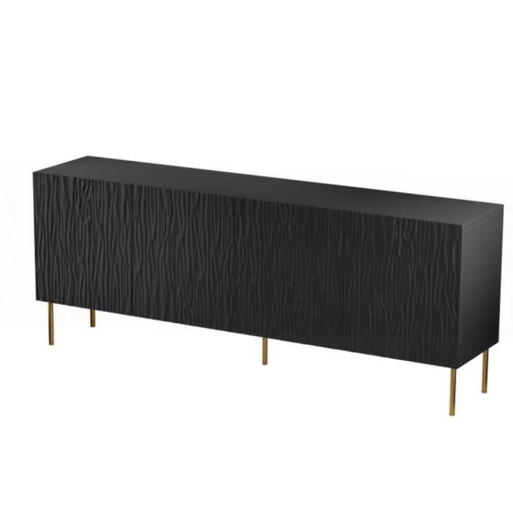 Wohnli Möbelsuche - Niedriges mattschwarzes Designer-Sideboard 190 cm