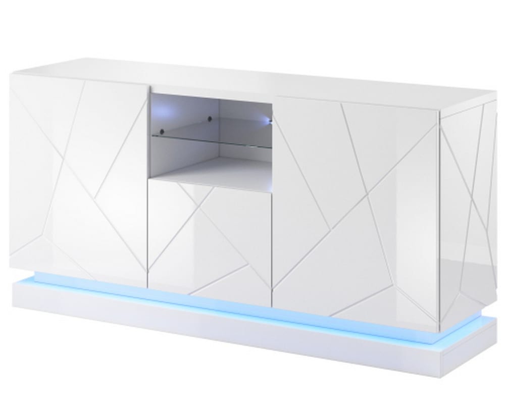 Wohnli Möbelsuche - Weißes Designer-Sideboard 150 cm mit integrierter Beleuchtung