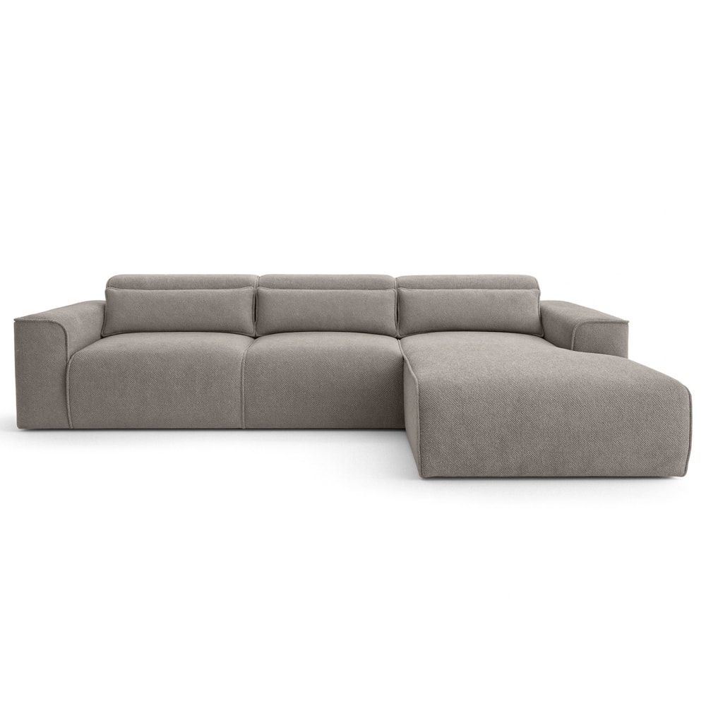 wohnli-moebel-suche-M26071109 Wohnli Möbelsuche - 5-Sitzer Ecksofa mit Schlaffunktion rechts aus Strukturstoff Hellbraun