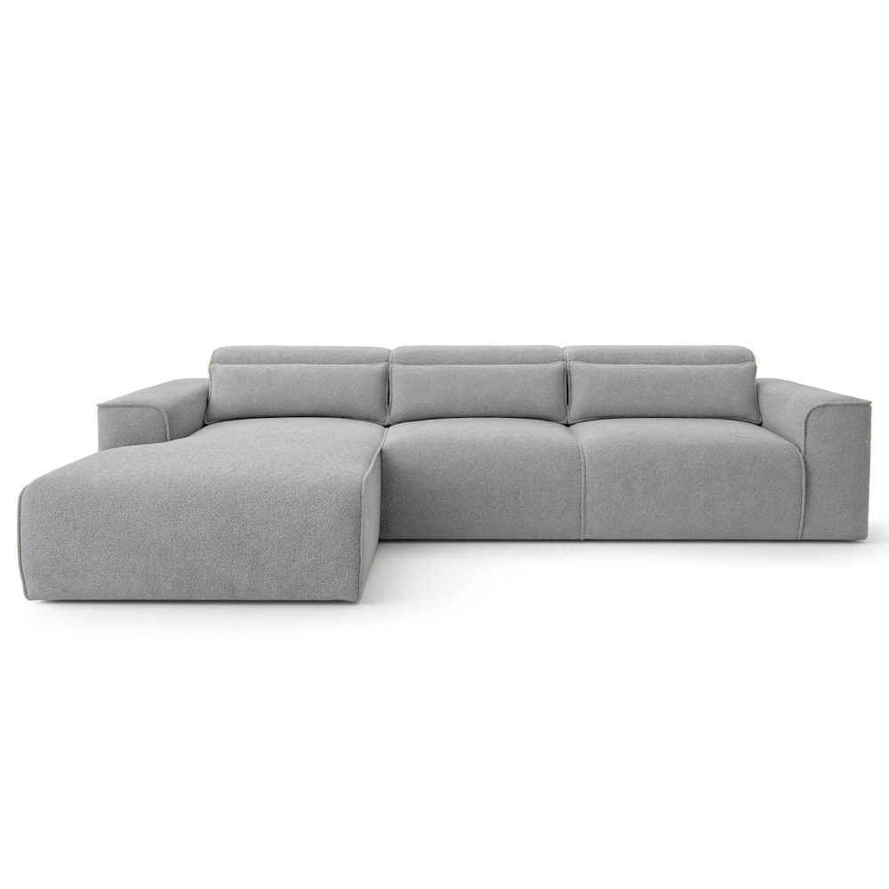 Wohnli Möbelsuche - 5-Sitzer Ecksofa mit Schlaffunktion links aus Strukturstoff Dunkelgrau