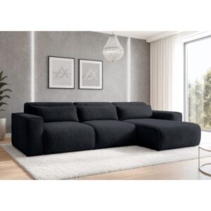 wohnli-moebel-suche-M26071161-1 5-Sitzer Ecksofa mit Schlaffunktion rechts aus Strukturstoff Anthrazit 170x80x310cm Stoff Schwarz Ax Living Sofas und Sessel Sofas Ecksofas