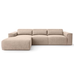 Wohnli Möbelsuche - 5-Sitzer Ecksofa mit Schlaffunktion links aus Strukturstoff