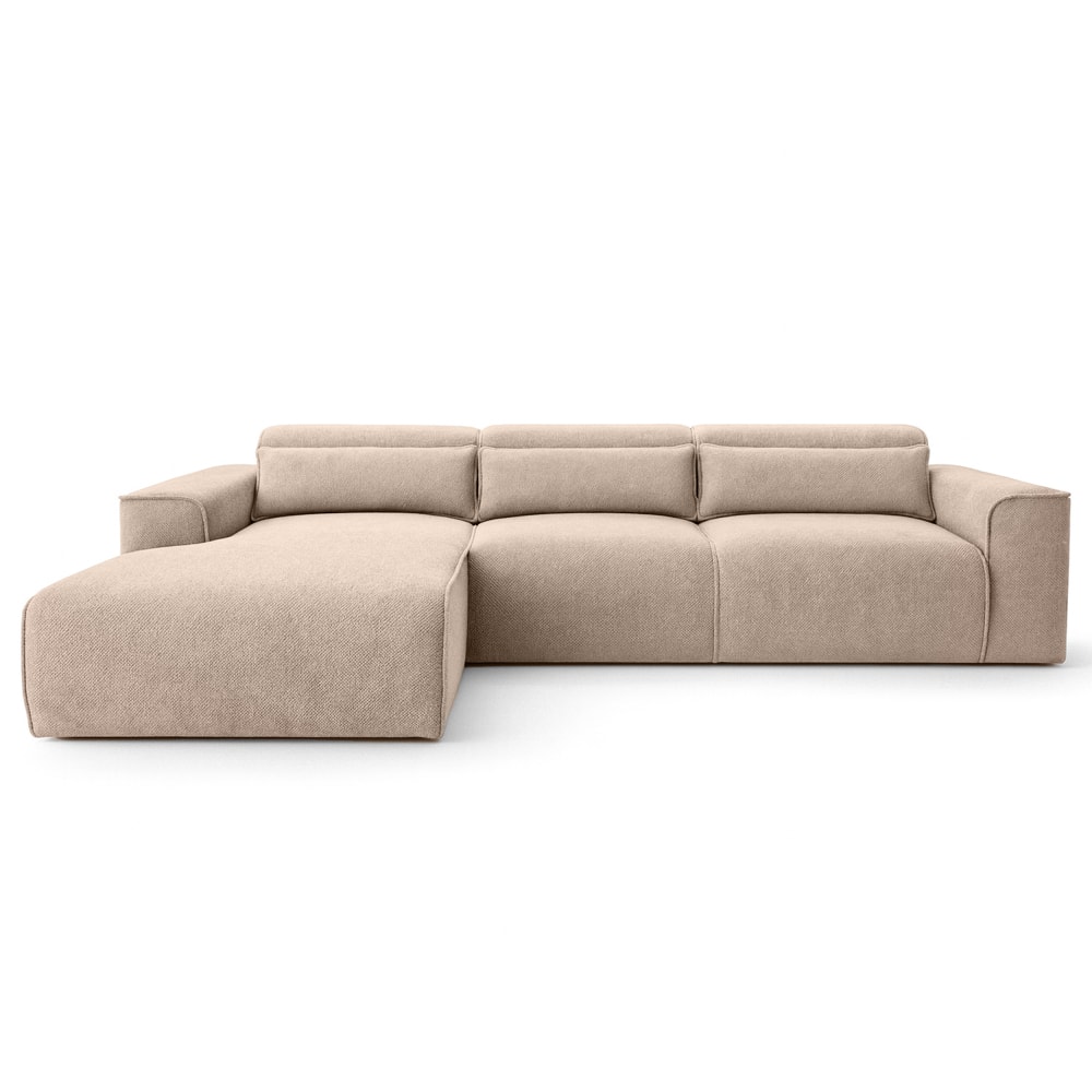 Wohnli Möbelsuche - 5-Sitzer Ecksofa mit Schlaffunktion links aus Strukturstoff