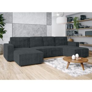 wohnli-moebel-suche-M26071193-1 Wohnlandschaft mit Schlaffunktion aus Cord in Grau - 338 cm 169x85x338cm Stoff Grau Ax Living Sofas und Sessel Sofas Wohnlandschaften