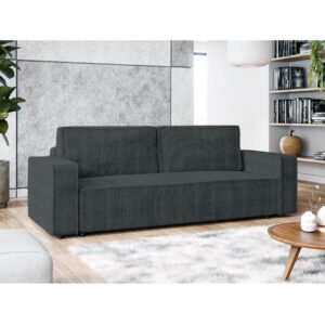 wohnli-moebel-suche-M26071194-1 3-Sitzer-Sofa mit Schlaffunktion und Bettkasten aus Cord in Grau 94x85x238cm Stoff Grau Ax Living Sofas und Sessel Sofas Schlafsofas