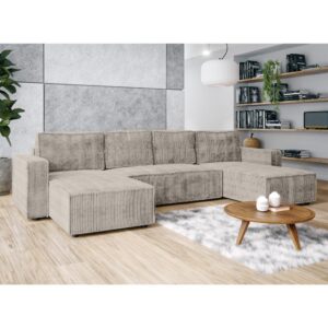wohnli-moebel-suche-M26071218-1 Wohnlandschaft mit Schlaffunktion aus Cord in Beige - 338 cm 169x85x338cm Stoff Beige Ax Living Sofas und Sessel Sofas Wohnlandschaften