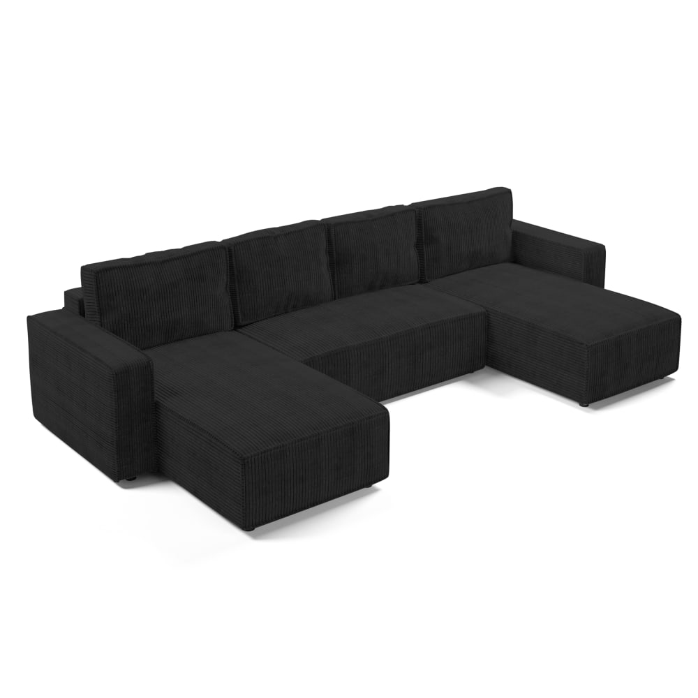 wohnli-moebel-suche-M26071223 Wohnli Möbelsuche - Wohnlandschaft mit Schlaffunktion aus Cord in Anthrazit - 338 cm