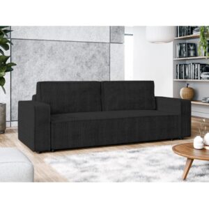 wohnli-moebel-suche-M26071240-1 3-Sitzer-Sofa mit Schlaffunktion und Bettkasten aus Cord in Anthrazit 94x85x238cm Stoff Schwarz Ax Living Sofas und Sessel Sofas Schlafsofas
