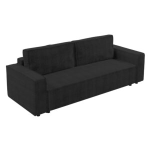 Wohnli Möbelsuche - 3-Sitzer-Sofa mit Schlaffunktion und Bettkasten aus Cord in Anthrazit