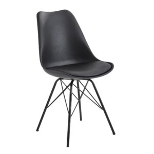 wohnli-moebel-suche-M26071356-1 2er Set Esszimmerstuhl aus Kunstleder Schwarz 58x86x48cm PVC - Polyvinlychlorid Schwarz FineBuy Möbel Esszimmermöbel Stühle