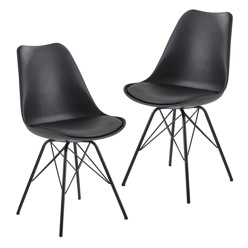wohnli-moebel-suche-M26071356 Wohnli Möbelsuche - 2er Set Esszimmerstuhl aus Kunstleder Schwarz