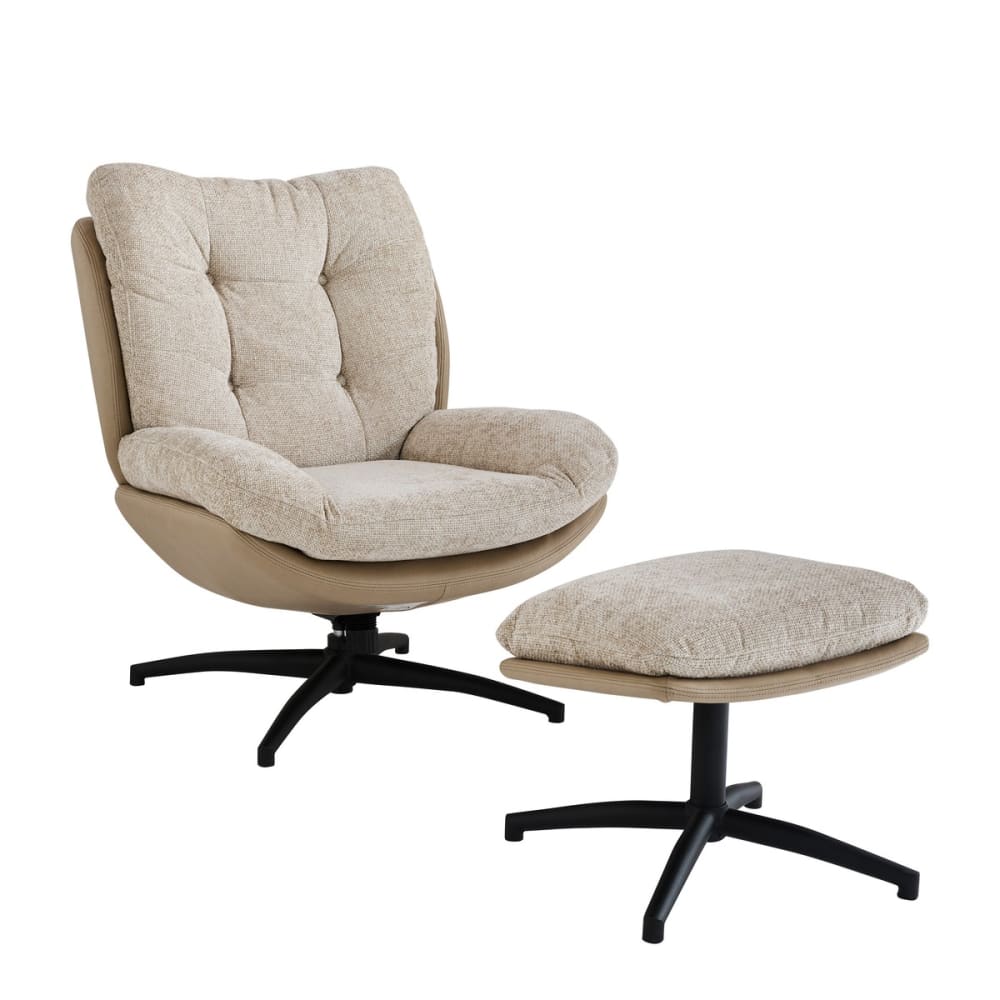 wohnli-moebel-suche-M26072203 Wohnli Möbelsuche - Drehsessel aus Stoff beige mit Fußstütze