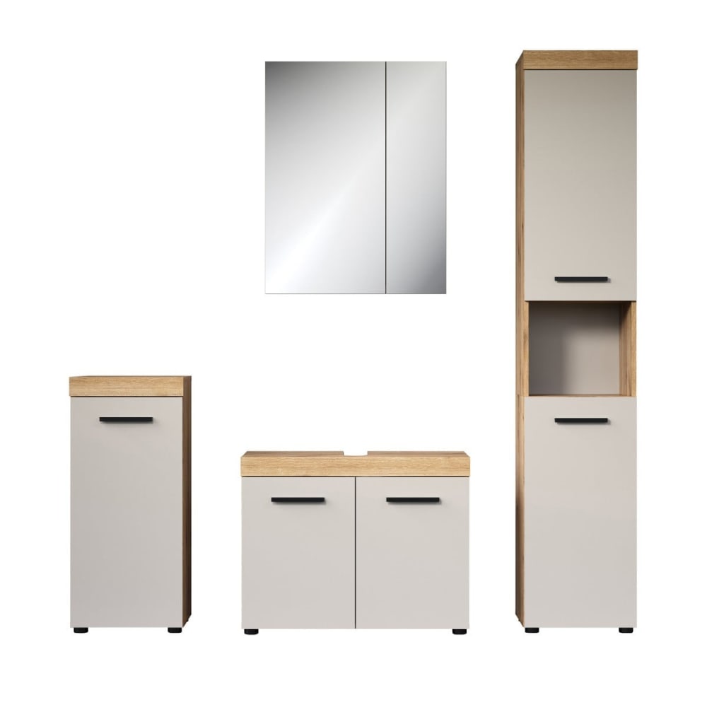 wohnli-moebel-suche-M26072208 Wohnli Möbelsuche - Badezimmermöbel-Set im Eichendekor und Kaschmir L164 cm - ELLIE