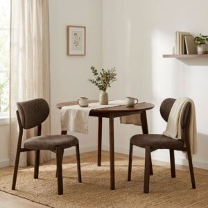 Stühle 2er-Set Stoff und Beine in Metal H77 cm - Braun 53x77x52cm Stoff Braun Calicosy Möbel Esszimmermöbel Stühle