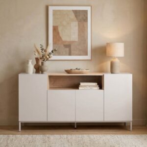 wohnli-moebel-suche-M26072218-1 Sideboard mit 4 Türen und 1 Nische B160 cm - Kaschmir 160x80x40cm Spanplatte Beige Calicosy Möbel Esszimmermöbel Sideboards, Highboards & niedrige Anrichten