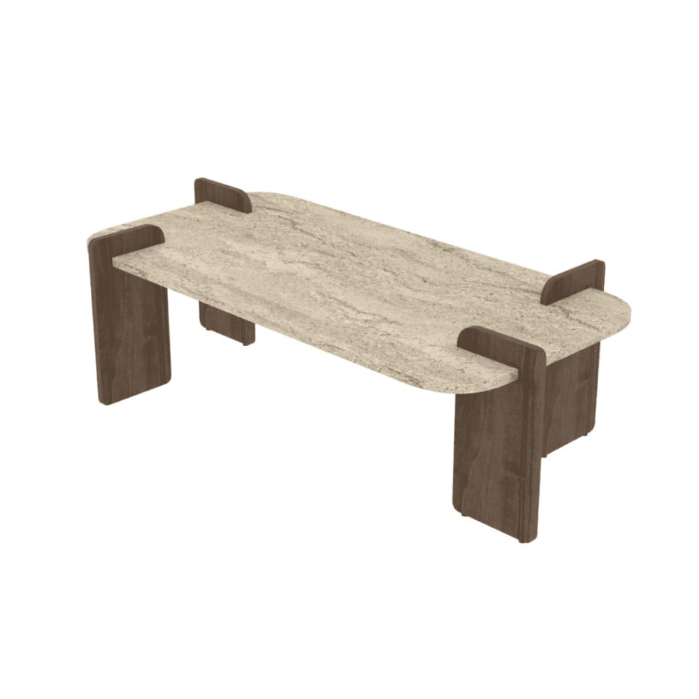 wohnli-moebel-suche-M26072232 Wohnli Möbelsuche - Couchtisch mit abgerundeten kanten L120 cm - Travertin und Nussbaum