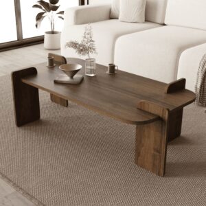 wohnli-moebel-suche-M26072233-1 Couchtisch mit abgerundeten Kanten L120 cm - Nussbaumdekor 120x40x60cm Spanplatte Braun Calicosy Möbel Wohnzimmermöbel Couchtische