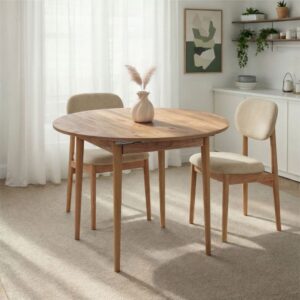 wohnli-moebel-suche-M26072235-1 Ausziehbarer Esstisch von 100 bis 131 cm - Kieferoptik 100x75x100cm Spanplatte Beige Calicosy Möbel Esszimmermöbel Esstische