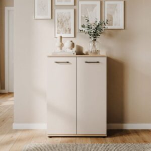 wohnli-moebel-suche-M26072242-1 Sideboard 2 Türen Eicheneffekt und Kaschmir B 60 cm 60x86x35cm Spanplatte Beige Calicosy Möbel Esszimmermöbel Sideboards, Highboards & niedrige Anrichten