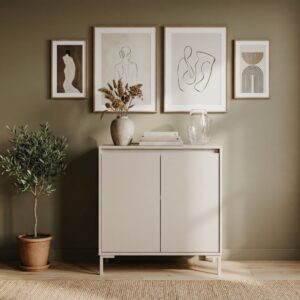 wohnli-moebel-suche-M26072244-1 Sideboard mit 2 Türen in Kaschmir B81 cm - Beige 81x87x40cm Spanplatte Beige Calicosy Möbel Esszimmermöbel Sideboards, Highboards & niedrige Anrichten