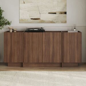wohnli-moebel-suche-M26072254-1 TV-Lowboard 4 Türen B 180 cm - Nussbaumdekor 180x80x45cm Spanplatte Braun Calicosy Möbel Esszimmermöbel Sideboards, Highboards & niedrige Anrichten