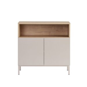 Wohnli Möbelsuche - Sideboard 2 Türen Fach Holzdekor und Kaschmir B80 cm