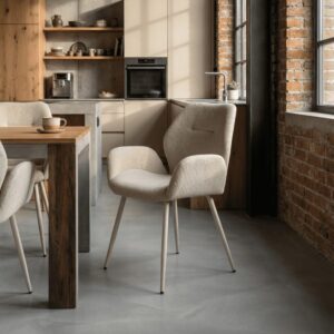 wohnli-moebel-suche-M26072264-1 Stoffsessel 2er-Set mit Metallfüßen H86 cm - Beige 58x48x57cm Stoff Beige Calicosy Möbel Esszimmermöbel Stühle