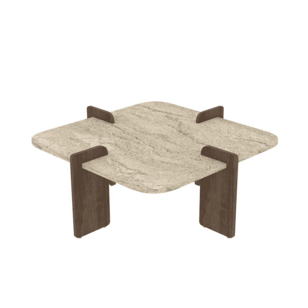 wohnli-moebel-suche-M26072276 Wohnli Möbelsuche - Quadratischer Couchtisch L90 cm - Travertindekor und Nussbaumdekor