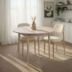wohnli-moebel-suche-M26072282-1 Ausziehbarer Esstisch von 100 bis 131 cm - Travertindekor 100x75x100cm Spanplatte Beige Calicosy Möbel Esszimmermöbel Esstische