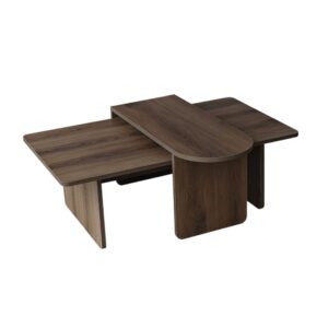wohnli-moebel-suche-M26072301 Wohnli Möbelsuche - Couchtische 2er Set asymmetrische Tischplatten L105 cm - Nussbaumdekor