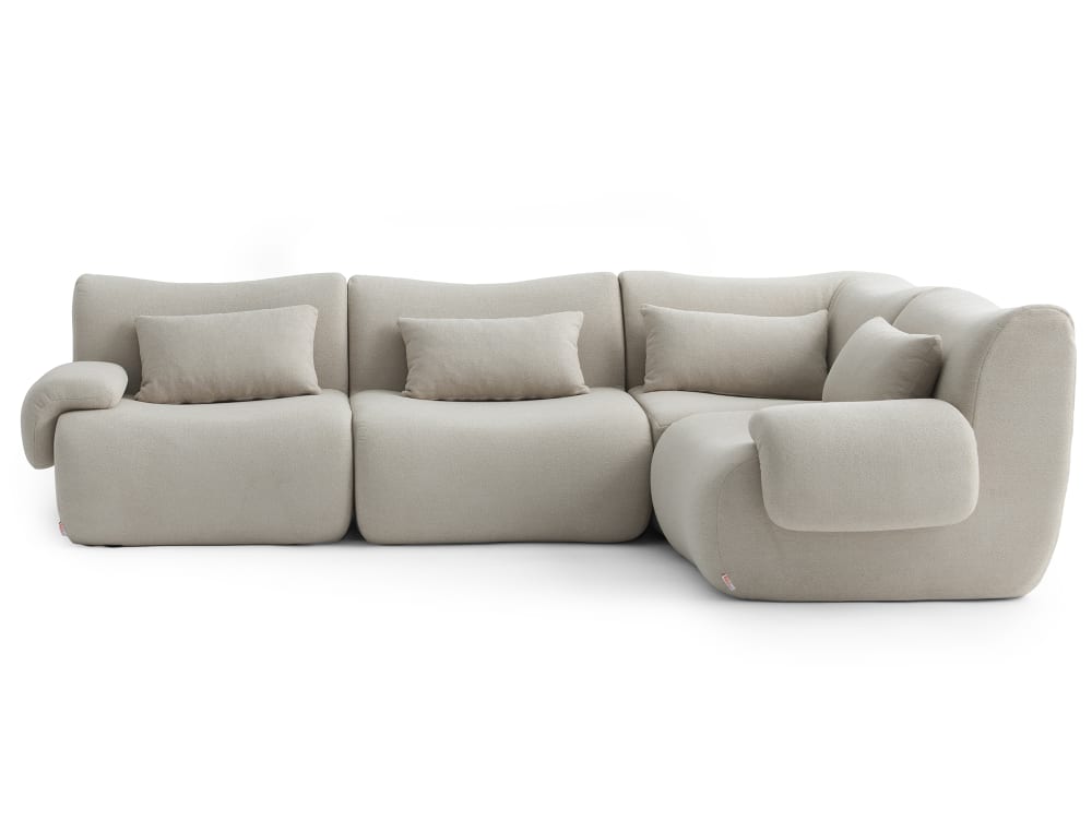 Wohnli Möbelsuche - Modulares Ecksofa 4-Sitzer aus feinem Bouclé-Stoff Steinbeige