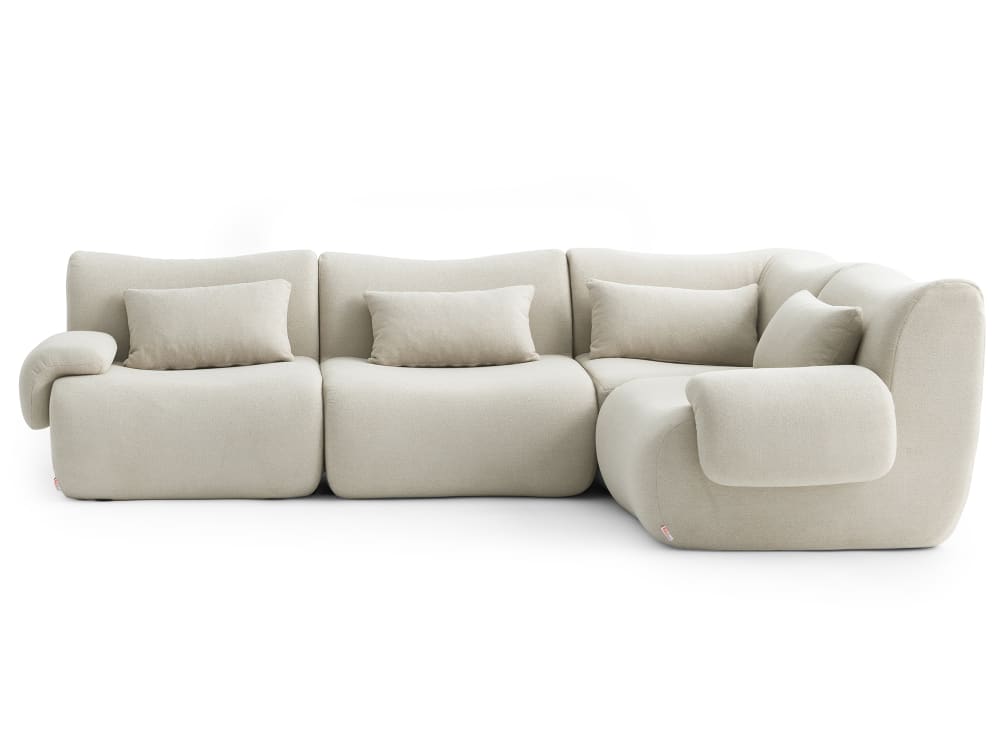 Wohnli Möbelsuche - Modulares Ecksofa 4-Sitzer aus feinem Bouclé-Stoff Cremebeige
