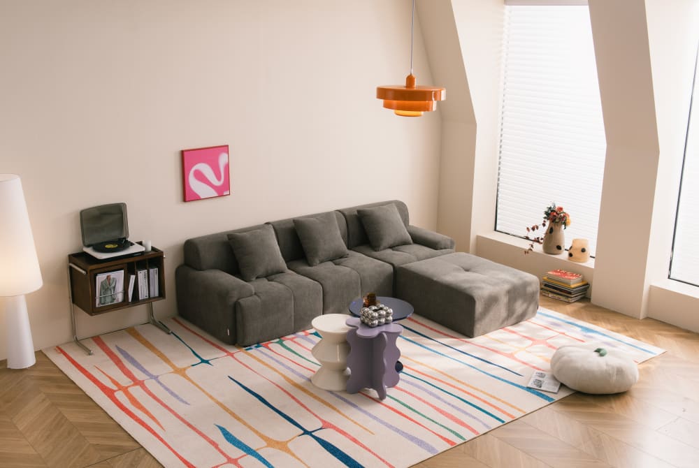 Ecksofa 3-Sitzer mit Chaiselongue aus Chenille-Stoff Aschbraun 260x73x190cm Stoff Braun MILYsofa Sofas und Sessel Sofas Ecksofas