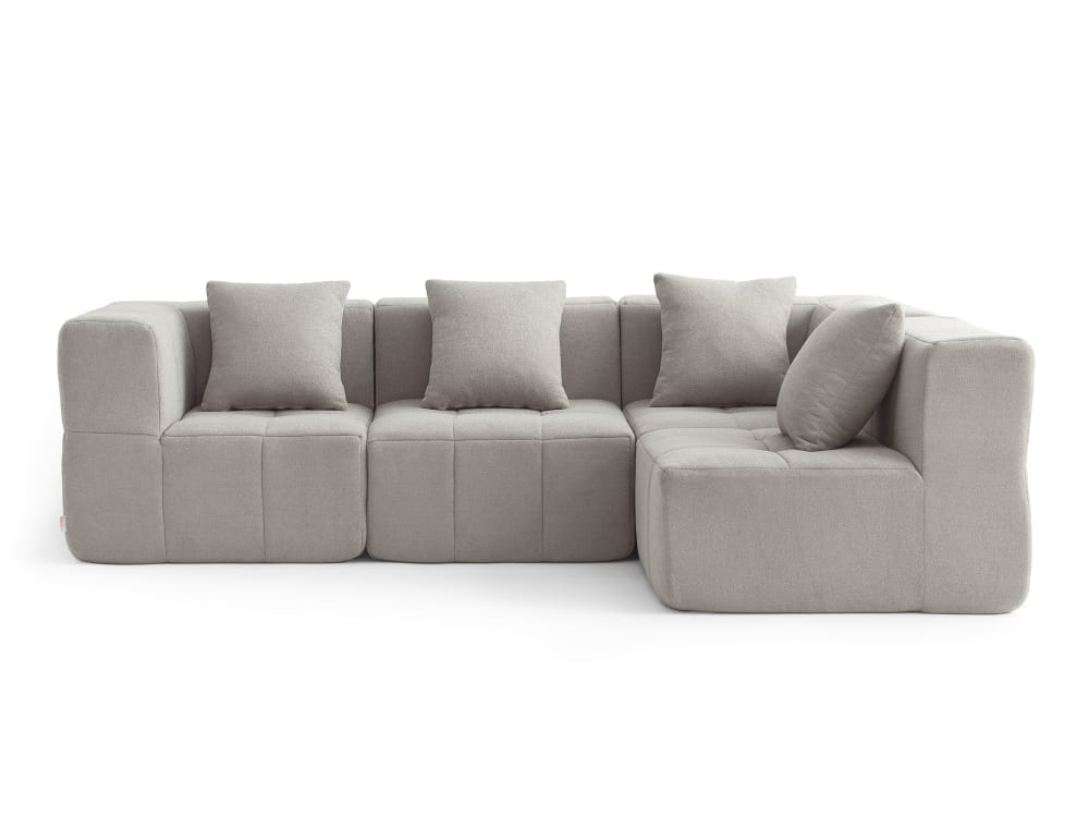 Wohnli Möbelsuche - Modulares Ecksofa 4-Sitzer aus feinem Bouclé-Stoff Steinbeige