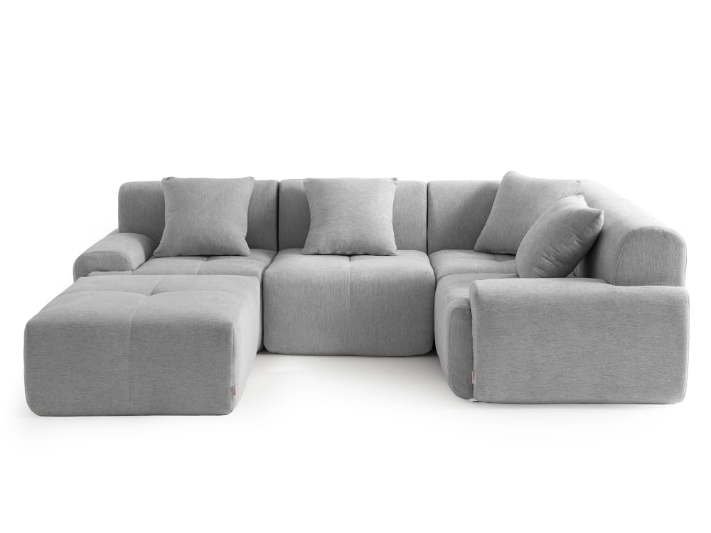 wohnli-moebel-suche-M26073096 Wohnli Möbelsuche - Ecksofa 4-Sitzer mit Chaiselongue aus Chenille-Stoff Mineralgrau