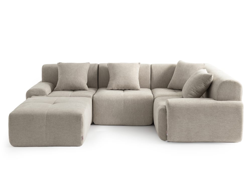 wohnli-moebel-suche-M26073097 Wohnli Möbelsuche - Ecksofa 4-Sitzer mit Chaiselongue aus Chenille-Stoff Sandbeige