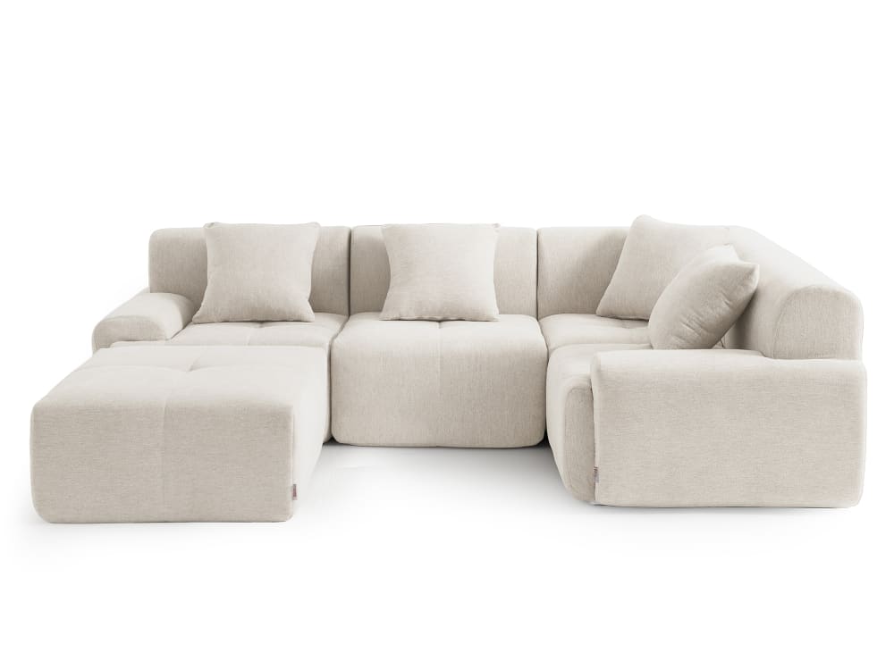 wohnli-moebel-suche-M26073113 Wohnli Möbelsuche - Ecksofa 4-Sitzer mit Chaiselongue aus Chenille-Stoff Elfenbeinweiß
