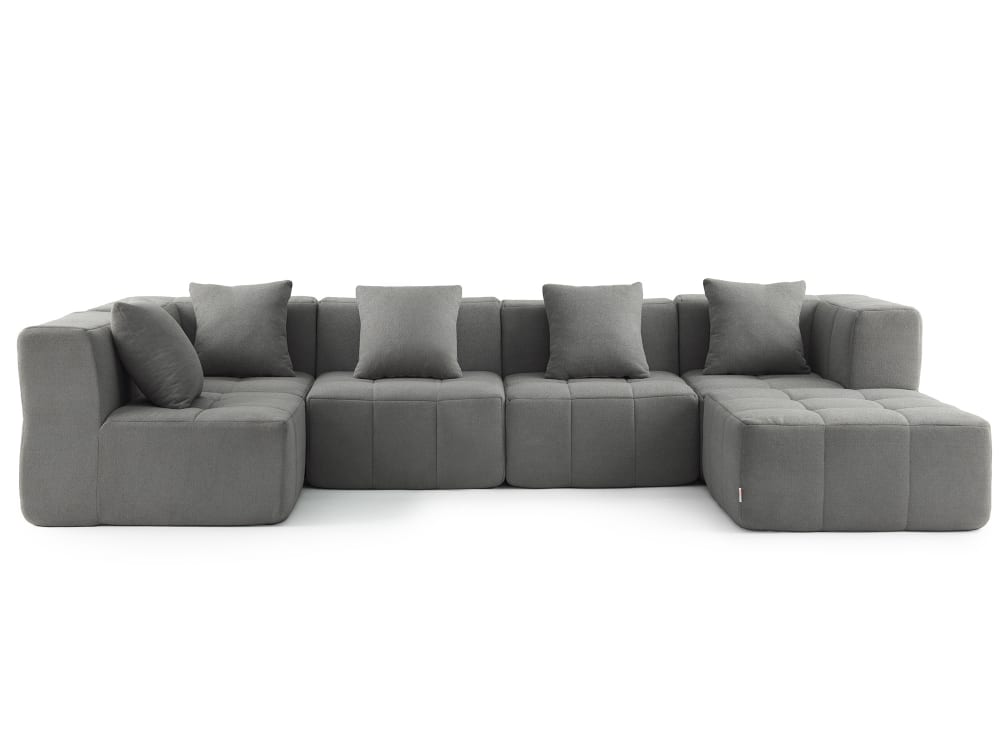 wohnli-moebel-suche-M26073126 Wohnli Möbelsuche - Ecksofa 5-Sitzer mit Chaiselongue aus feinem Bouclé-Stoff Wolkengrau